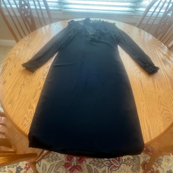 Vintage 80’s Black Frilly Ruffle Sheer Marie Claire CA Dress 9/10 Fairy Goth - Picture 16 of 16